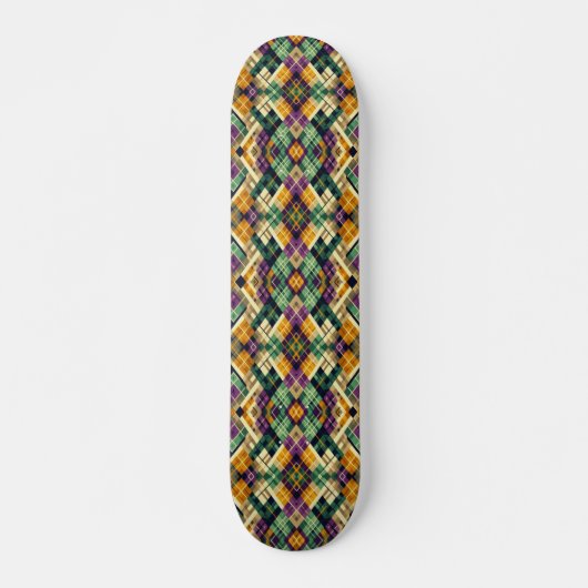 Raute Mardi Gras lila grün Skateboard (Vorne)