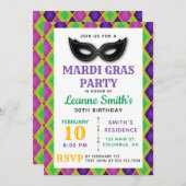 Raute Mardi Gras Party Einladung (Vorne/Hinten)
