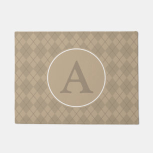 Raute Monogram Brown Doormat Rug Fußmatte