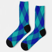 Raute Monogram Initial Blue Turquoise Socken (Linkes Detail)