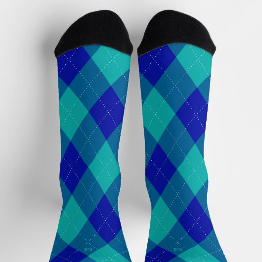 Raute Monogram Initial Blue Turquoise Socken (Oben)
