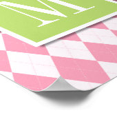 Raute Monogram Wall Art, Pink & Limon Poster (Ecke)