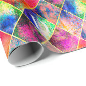 Raute Monogram Wasserfarbe Abstrakt Moderne Elegan Geschenkpapier (Rolleneckpunkt)