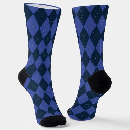Raute-Muster Blaues Monogramm Socken (Gewinkelt)