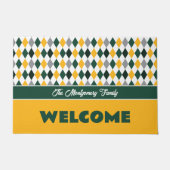Raute-Muster der Green & Gold School Colors Fußmatte (Vorderseite)