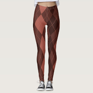 Raute Muster - Dunkelrot - orange Leggings