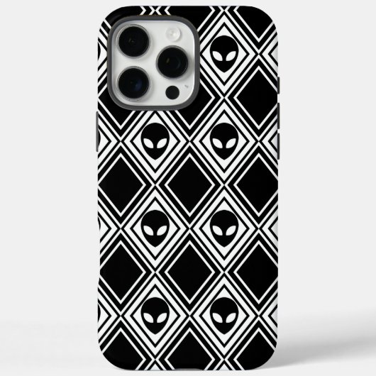Raute-Muster für Schwarzweiß-Alien Case-Mate iPhone Hülle (Rückseite)