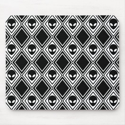 Raute-Muster für Schwarzweiß-Alien Mousepad (Vorne)