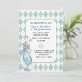 Raute Muster Groom's Golf Party Einladung (Stehend Vorderseite)