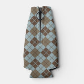 Raute Muster in Blau und Taupe Flaschenkühler (Rückseite)