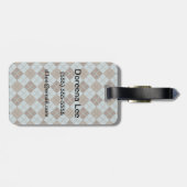 Raute Muster in Blau und Taupe Gepäckanhänger (Rückseite horizontal)