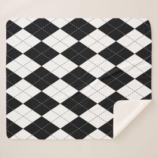 Raute Muster nahtlos in Schwarzweiß. Geomet Sherpadecke (Vorderseite (Horizontal))