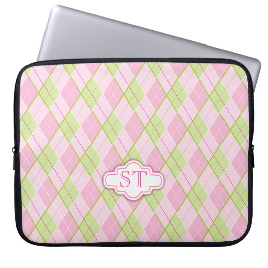 Raute Muster rosa monogramm Notebookgehäuse Laptopschutzhülle (Vorderseite)