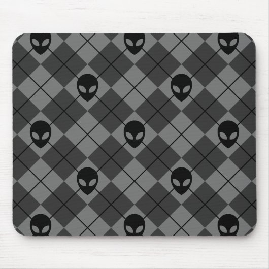 Raute Muster Schwarz-Grau-Alien Mousepad (Vorne)