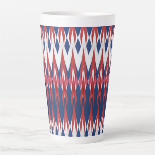 Raute Muster White Blue Red Ikat Technik Milchtasse (Vorderseite)