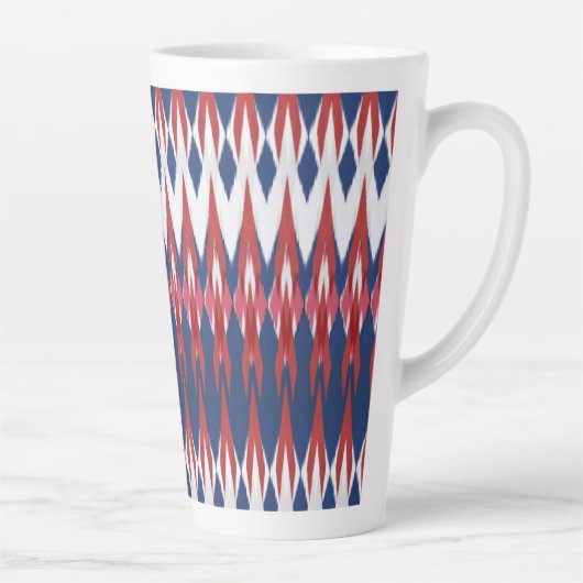 Raute Muster White Blue Red Ikat Technik Milchtasse (Rechts)
