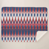 Raute Muster White Blue Red Ikat Technik Sherpadecke (Vorderseite (Horizontal))