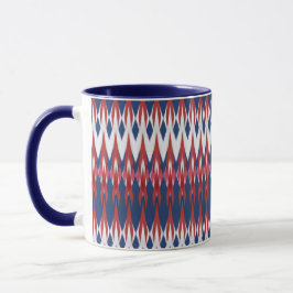 Raute Muster White Blue Red Ikat Technik Tasse