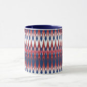 Raute Muster White Blue Red Ikat Technik Tasse (Zentrum)
