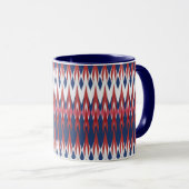 Raute Muster White Blue Red Ikat Technik Tasse (VorderseiteRechts)