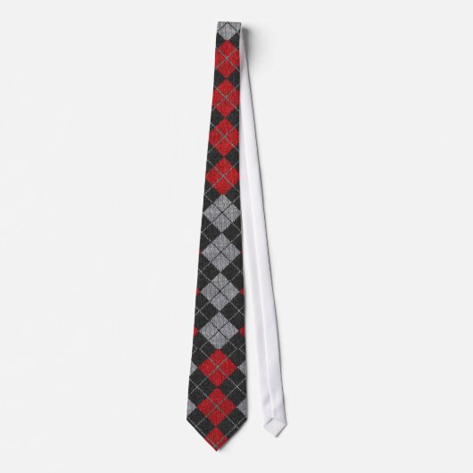 Raute Necktie in Schwarz, Rot und Grau Krawatte (Vorderseite)