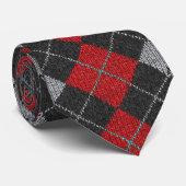 Raute Necktie in Schwarz, Rot und Grau Krawatte (Gerollt)