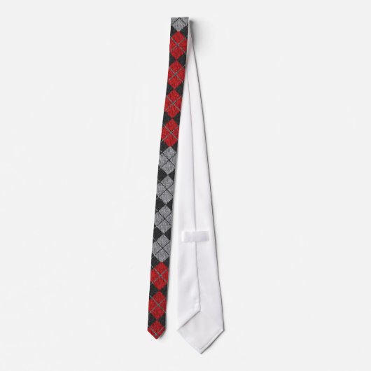 Raute Necktie in Schwarz, Rot und Grau Krawatte (Rückseite)