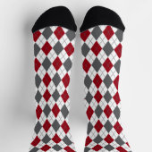 Raute Pattern Gray Burgundy Socken (Oben)
