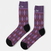 Raute Plum & Maroon Diamonds Pattern - Ihr Text Socken (Linkes Detail)