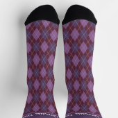 Raute Plum & Maroon Diamonds Pattern - Ihr Text Socken (Oben)