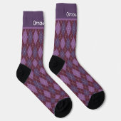 Raute Plum & Maroon Diamonds Pattern - Ihr Text Socken (Rechts)