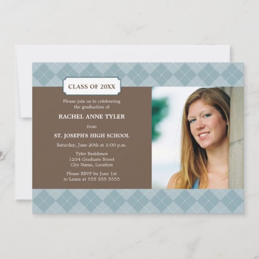 Raute Preppy Foto Abschluss Ankündigung (Vorderseite)