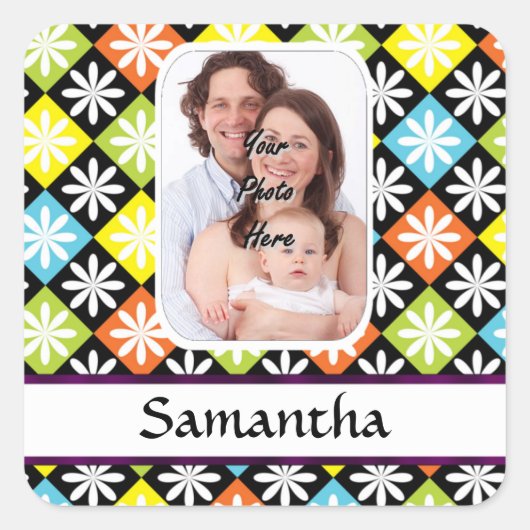 Raute Quadratischer Aufkleber (Vorderseite)