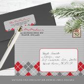 Raute Red & Grau Rücksendeadressen-Aufkleber