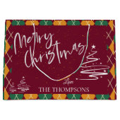 Raute Red Green Elegant Script Frohe Weihnachten Große Geschenktüte (Vorderseite)
