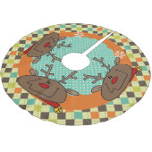Raute Rentier Holiday Tree Skirt Polyester Weihnachtsbaumdecke (Schrägansicht)