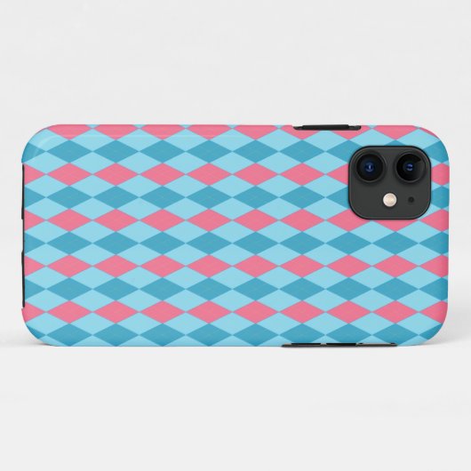 Raute Rosa Blau Case-Mate iPhone Hülle (Rückseite (Horizontal))