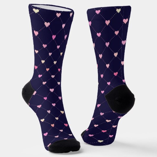 Raute Rosa Muster auf Navy Blue Socken (Gewinkelt)