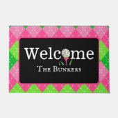 Raute Rosa und Grün Golf Willkommensgruss Fußmatte (Vorderseite)