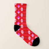 Raute Rot-Rosa-Herz-Muster Socken (Links - Innen)