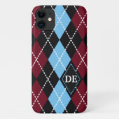 Raute schwarz, bordeauxblau, Monogramm Case-Mate iPhone Hülle (Rückseite)
