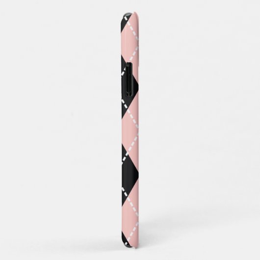 Raute schwarz, grau und rosa Monogramm Case-Mate iPhone Hülle (Hinten/Rechts)