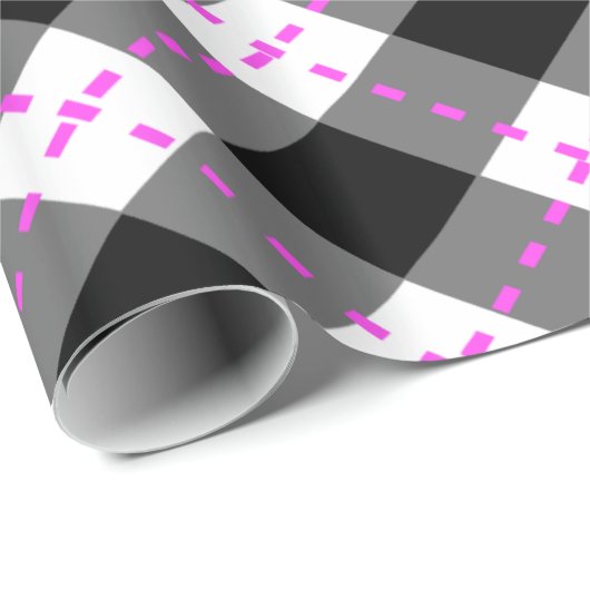 Raute Schwarz/Rosa Geschenkpapier (Rolleneckpunkt)