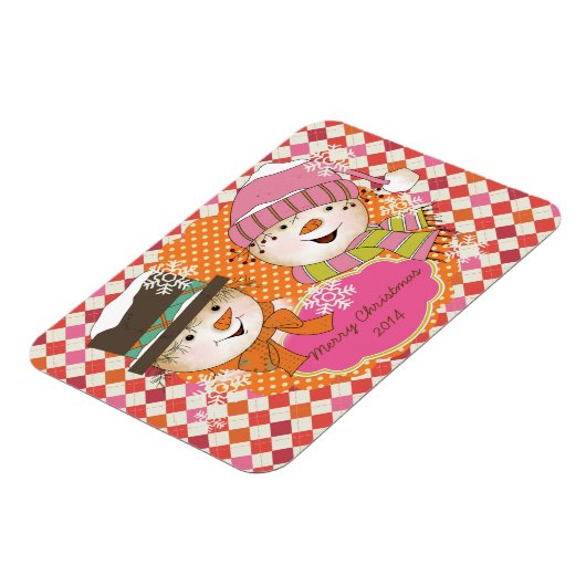 Raute Snowmen Holiday Personalisiert Flexi Magnet (Linke Seite)