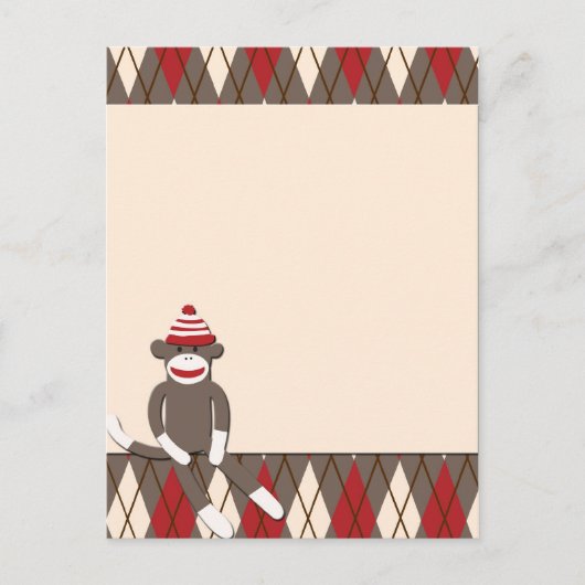 Raute Sock Monkey Postkarte (Vorderseite)