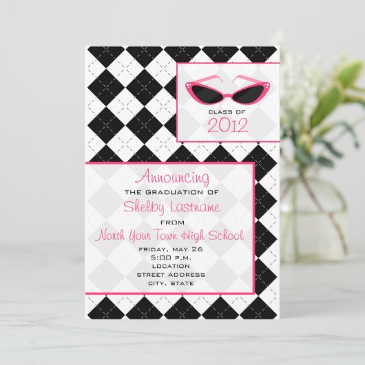 Raute & Sonnenbrille 2012 Graduation Ankündigung (Stehend Vorderseite)