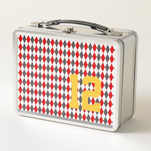 Raute Sportnummer Teamgeist Spaß Metall Brotdose (Vorderseite)