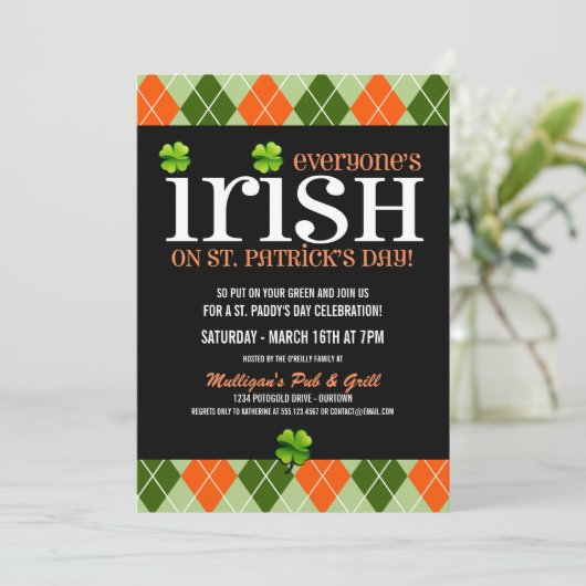 Raute St. Patricks Day Party Einladungen (Stehend Vorderseite)