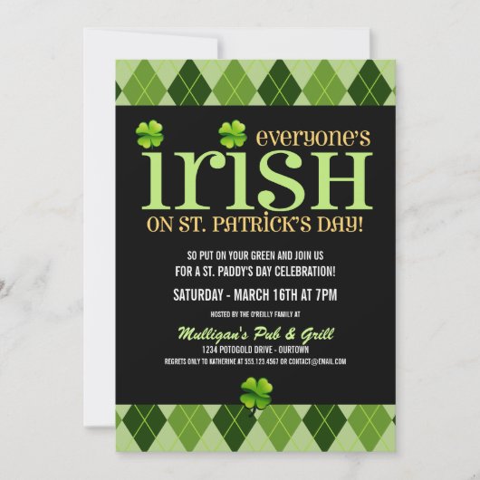 Raute St. Patricks Day Party Einladungen (Vorderseite)