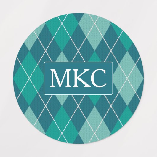 Raute Strick Aquamarin und Aqua-Muster - Einfügen Etiketten (Design 2)